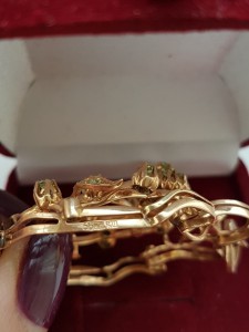 Подвеска ажурная с демантоидами золото 56