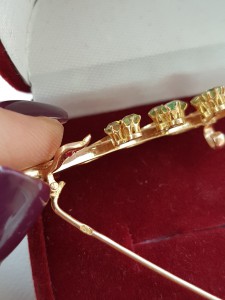 Брошка с демантоидами ЗОЛОТО 56