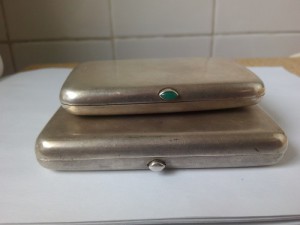 портсигар и визитница серебро 84 проба