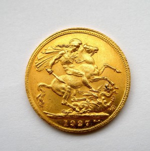 Соверен 1927 года. Золото.