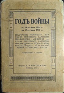 Годъ Войны с 19 iюля 1914 г по 19 iюля 1915 г
