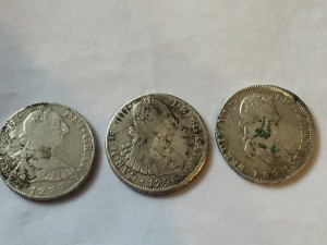 Три монеты серебро Испания колония 1779, 1796, 1821