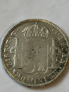 Три монеты серебро Испания колония 1779, 1796, 1821