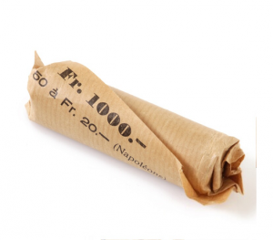 банковский ролл 20 франковых монет в люксе