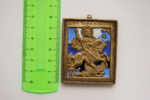 Плакетка «Чудо Георгия о змие». эмаль 4 цвета.Продажа.