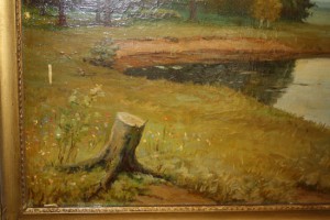 Картина .Лесное озеро.