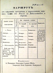 МАРШРУТ следования арестантов и пересыльных нижних чинов ★