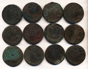 Елизаветинские пятаки 1758-1761гг