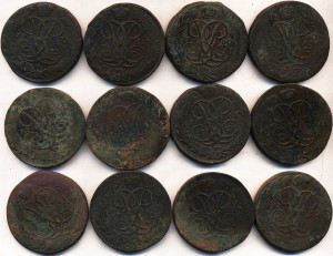 Елизаветинские пятаки 1758-1761гг
