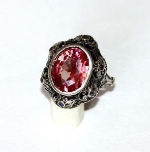 Кольцо Сапфир золото серебро