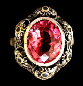 Кольцо Сапфир золото серебро