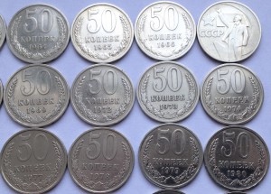 25 монет по 50коп (1961г-1991г-Л,М)