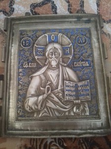 Икона, складень, латунь. эмаль.