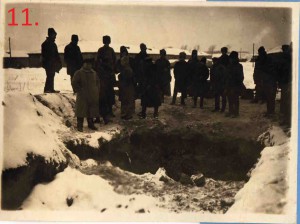 Главком И.ВАЦЕТИС со штабом у ямы со снарядами. Двинск.1919
