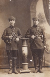 Красноармейцы с револьверами. 1929 год.