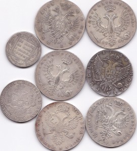 Копии редких рублей - 8 монет