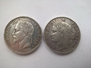 5 франков 1851г,1867г