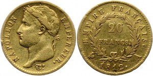 Золото Франция 20 франков Наполеон I 1812 год
