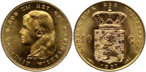 Нидерланды 10 гульденов 1897 год Редкая !!!