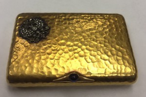 Портсигар Золотой Бриллианты Сапфир из кабинета ЕИВ