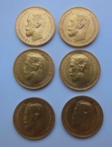 5 рублей 1897,1898,1899 (2шт),1900,1901 гг СОСТОЯНИЕ