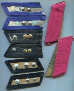 Петлицы с кубарями, шпалами и ромбами