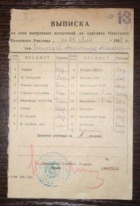 Одесское и Киевское пехотные училища (документы 1938 и 43 гг