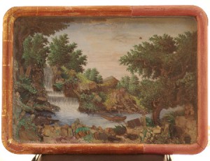 Картина Пейзаж с водопадом 19 век