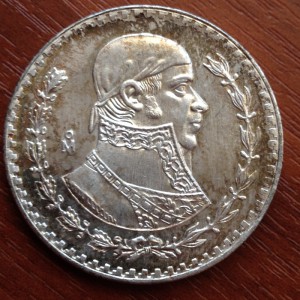 Мексика 1965г.- 1 песо- серебро