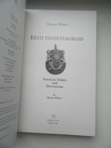 Эстонские ордена и знаки HANNES WALTER EESTI TEENETEMÄRGID