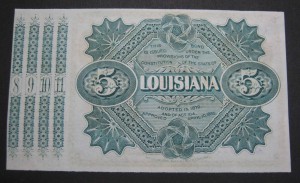 State of Louisiana, 5 Dollars, 1876, Baby Bond