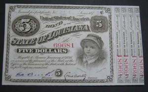 State of Louisiana, 5 Dollars, 1876, Baby Bond