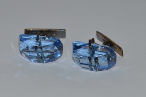 Запонки - 875 пробы, с камнем. СССР