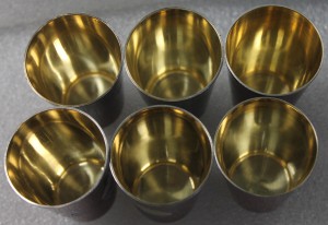 6 серебряных стопок 875 пробы. Живописные эмали.