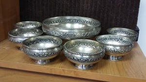 Серебро, набор чаша и пиалы, Индия