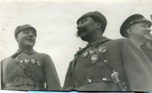 Ворошилов и Буденый на параде 15летия Октября
