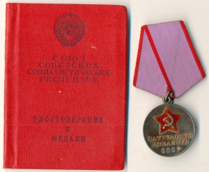 Трудовая доблесть №68169 на документе