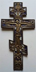 Крест Распятие, эмали.  35х18 см