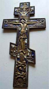 Крест Распятие, эмали.  35х18 см