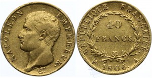 Франция 40 франков 1806 год Наполеон Император Золото