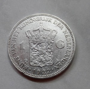 Нидерланды Голландия 1 гульден 1922 серебро