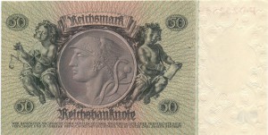 Германия 50 рейхсмарок 1933 в/з дуб. листья (Ro. 175) UNC