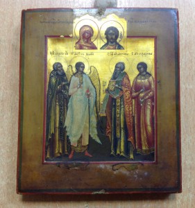 Икона Палех миниатюра в золоченом окладе