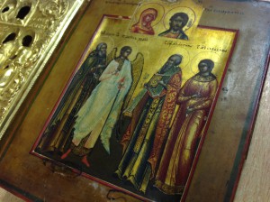 Икона Палех миниатюра в золоченом окладе