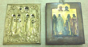 Икона Палех миниатюра в золоченом окладе