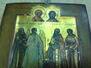 Икона Палех миниатюра в золоченом окладе