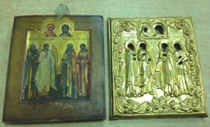 Икона Палех миниатюра в золоченом окладе