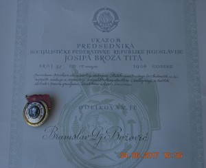 RRR ЮГОСЛАВИЯ Ор Труда с Красн Знам 1 ст   №1397 + документ