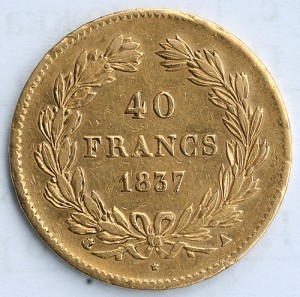 40 франков 1837 год золото
