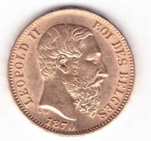 20 франков. Бельгия. Золото